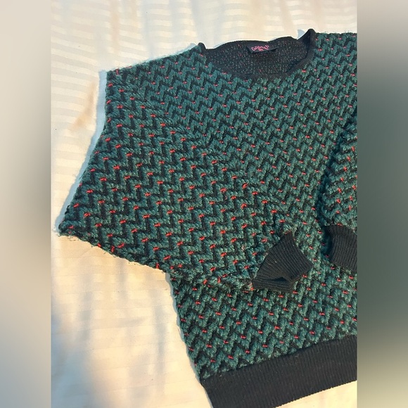 Vintage California Poppy Red and Green Ugly Christmas Knit Sweater - L - Picture 2 of 9